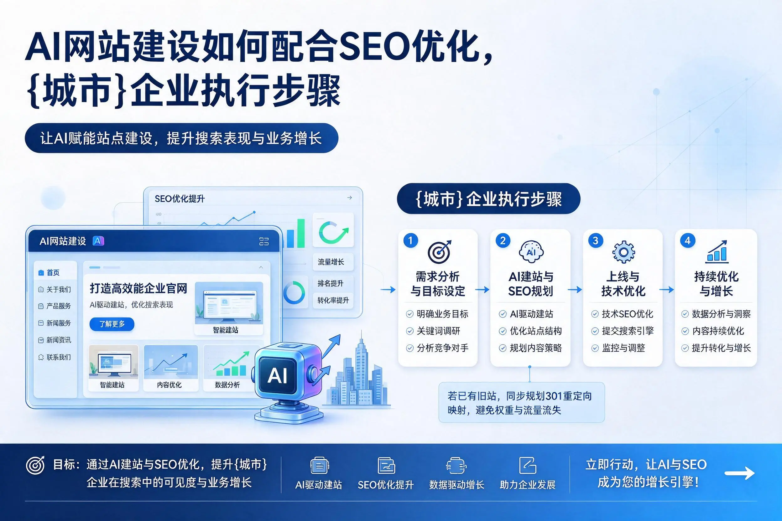 AI网站建设如何配合SEO优化,阿拉善企业执行步骤