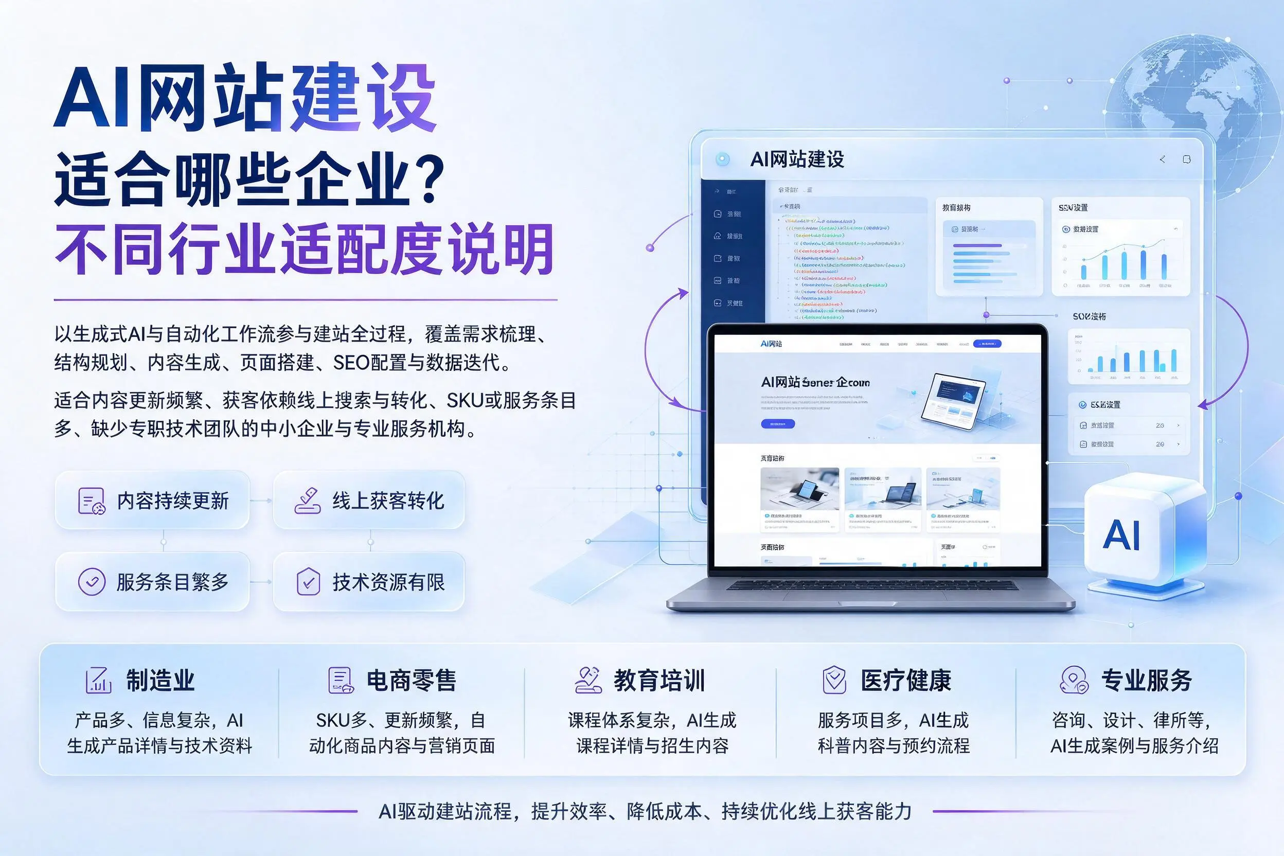 AI网站建设适合哪些企业？阿拉善不同行业适配度说明